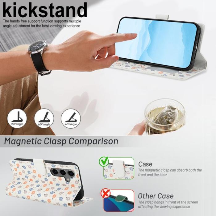 OEM - Samsung Galaxy S26 Pro Fodral Rhombic Blommönster Äkta Läder - A4