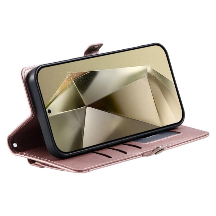 OEM - Samsung Galaxy S26/S26 Pro Fodral Äkta Läder Med Handrem - Roséguld