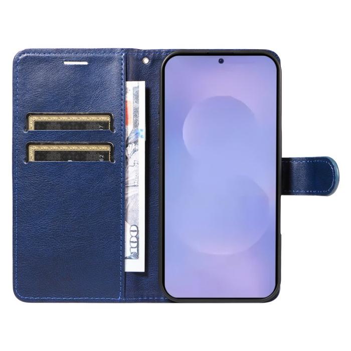 OEM - Samsung Galaxy S26 / S26 Pro Fodral Äkta Läder Med Rem - Blå