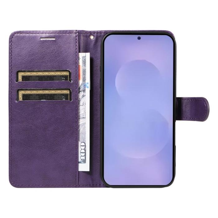 YIKATU - Samsung Galaxy S26 / S26 Pro Fodral Äkta Läder Med Rem - Lila