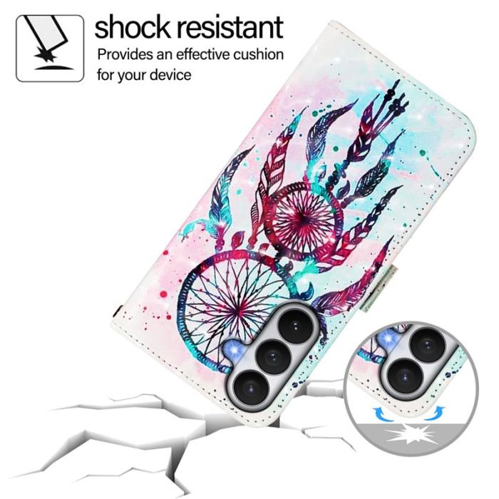 OEM - Samsung Galaxy S26 / S26 Pro Fodral Äkta Läder Mönster - Färgglad Vindklang