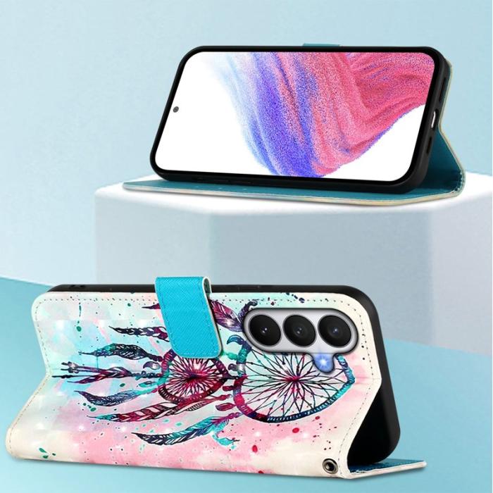 OEM - Samsung Galaxy S26 / S26 Pro Fodral Äkta Läder Mönster - Färgglad Vindklang