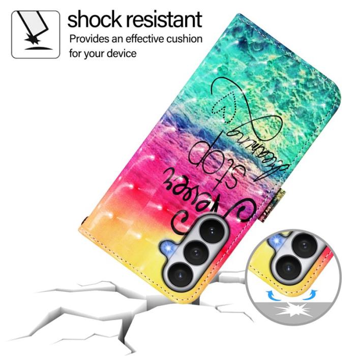 OEM - Samsung Galaxy S26 / S26 Pro Fodral Äkta Läder Mönster - Never Stop Dreaming