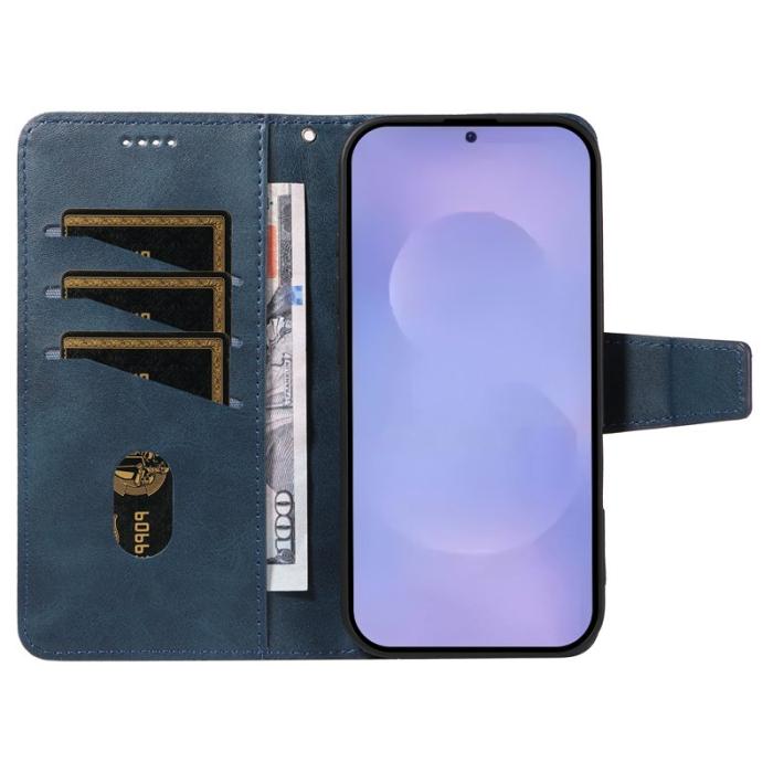 OEM - Samsung Galaxy S26 / S26 Pro Fodral Äkta Läder Ställ - Blå