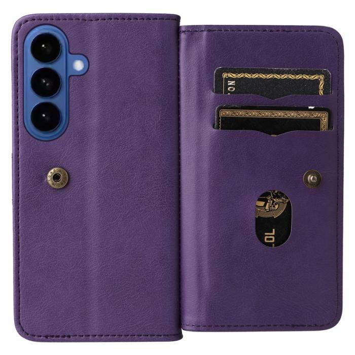 OEM - Samsung Galaxy S26 / S26 Pro Fodral Äkta Läder Ställ - Lila
