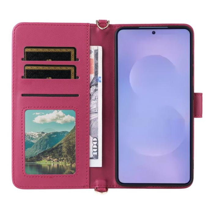 OEM - Samsung Galaxy S26 / S26 Pro Fodral Äkta Läder Ställ - Rosa