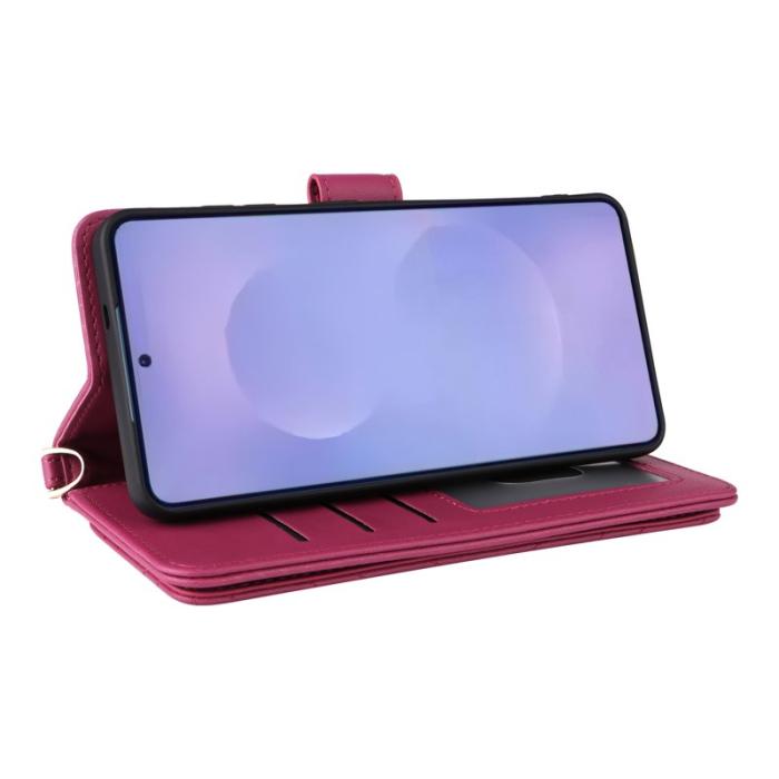 OEM - Samsung Galaxy S26 / S26 Pro Fodral Äkta Läder Ställ - Rosa