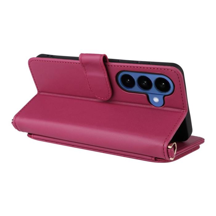 OEM - Samsung Galaxy S26 / S26 Pro Fodral Äkta Läder Ställ - Rosa