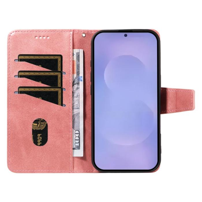 OEM - Samsung Galaxy S26 / S26 Pro Fodral Äkta Läder Ställ - Roséguld