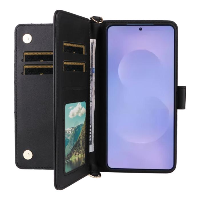 BINFEN COLOR - Samsung Galaxy S26 / S26 Pro Fodral Äkta Läder Ställ - Svart