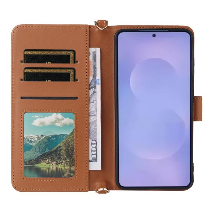 OEM - Samsung Galaxy S26/S26 Pro Fodral Äkta Läder Stativ - Brun