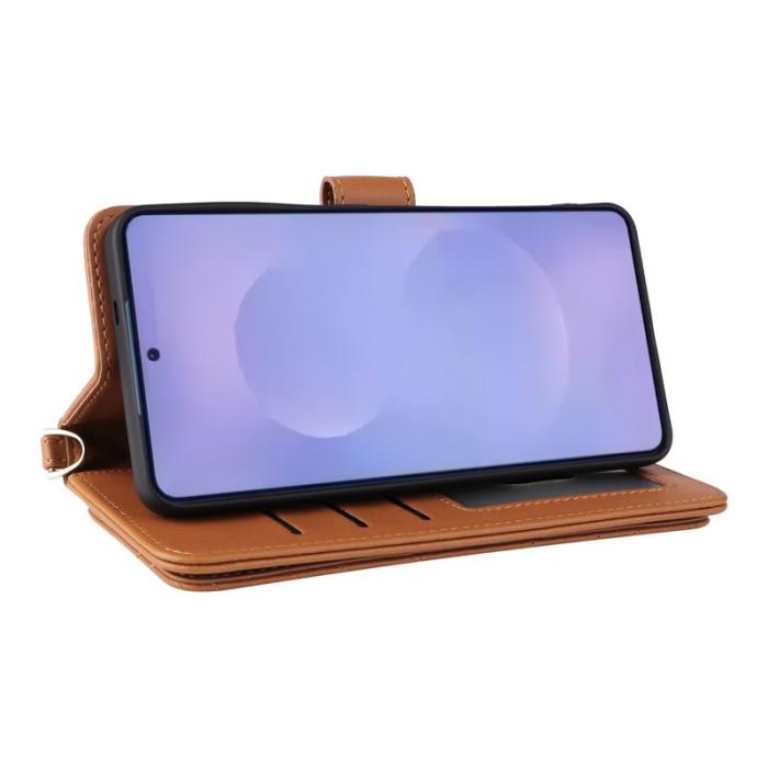 OEM - Samsung Galaxy S26/S26 Pro Fodral Äkta Läder Stativ - Brun