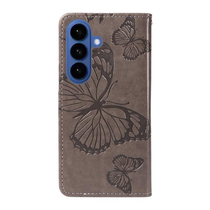 OEM - Samsung Galaxy S26 / S26 Pro Fodral Blommönster Äkta Läder - Grå