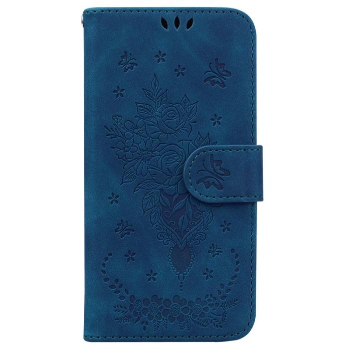OEM - Samsung Galaxy S26 / S26 Pro Fodral Konstläder Butterfly Blomma - Blå