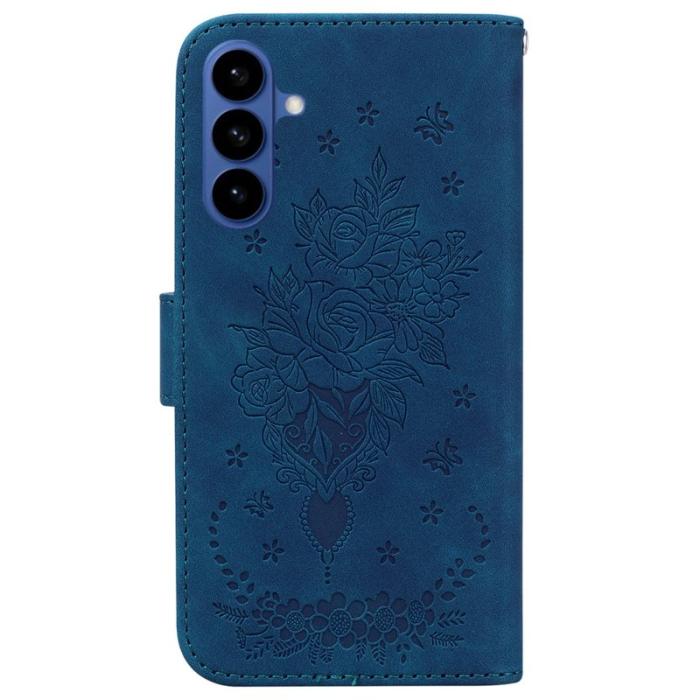 OEM - Samsung Galaxy S26 / S26 Pro Fodral Konstläder Butterfly Blomma - Blå