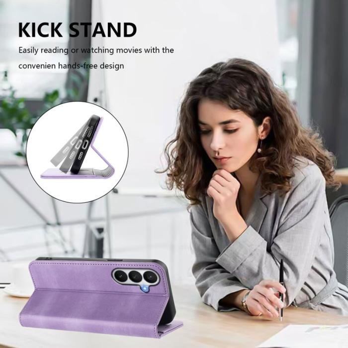 OEM - Samsung Galaxy S26 / S26 Pro Fodral Retro Textur Äkta Läder - Ljus Lila