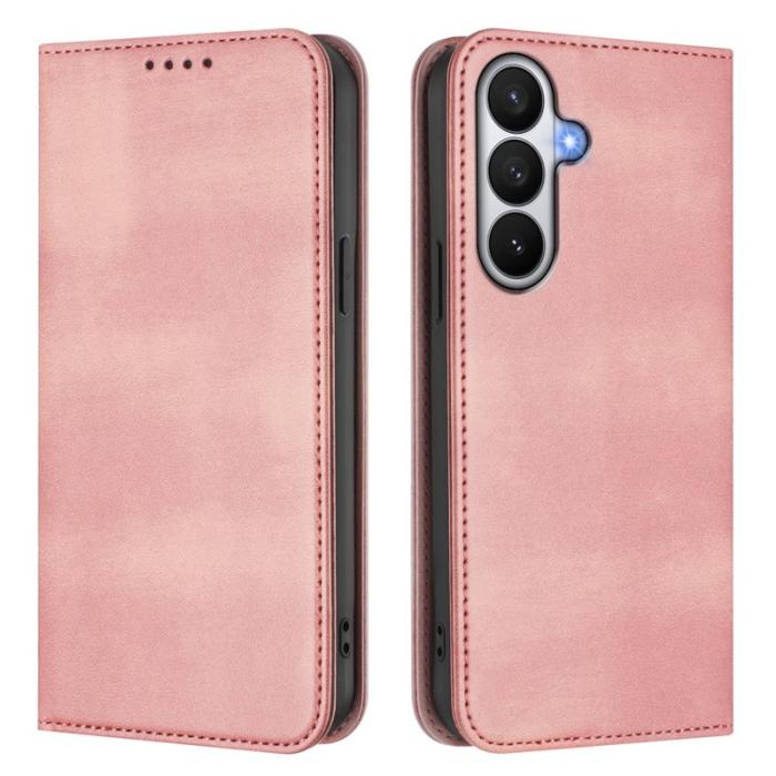 OEM - Samsung Galaxy S26 / S26 Pro Fodral Retro Textur Äkta Läder - Rosa