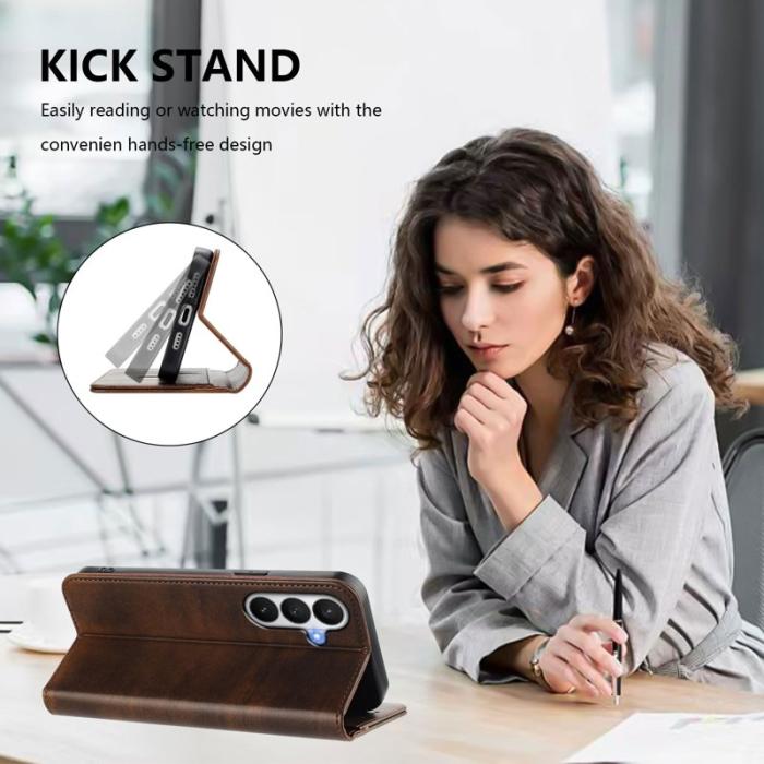 ABEEL - Samsung Galaxy S26 / S26 Pro Fodral Retro Textur RFID Skydd - Brun