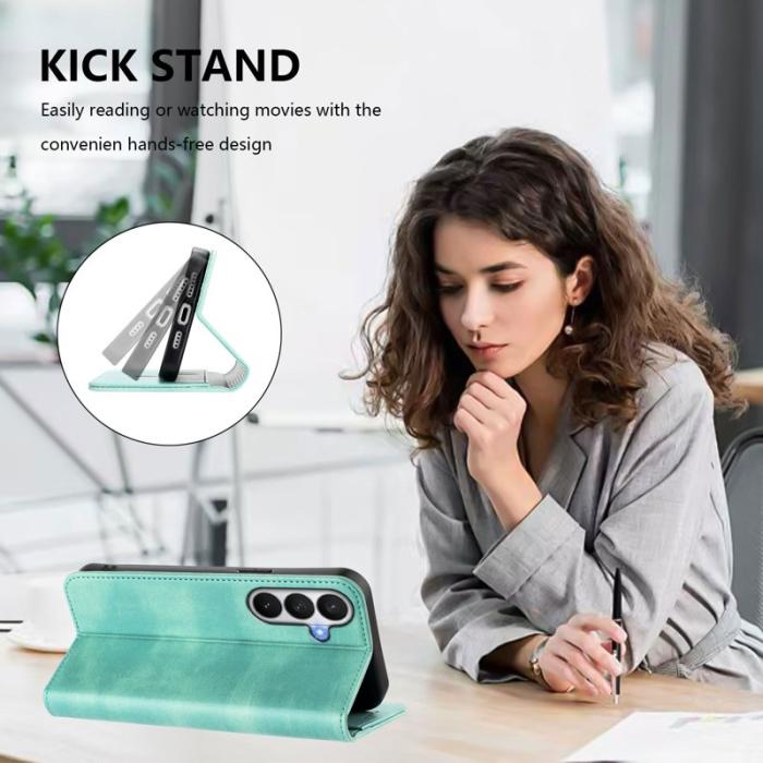 OEM - Samsung Galaxy S26 / S26 Pro Plånboksfodral Retro Textur RFID-Skydd - Mint Grön