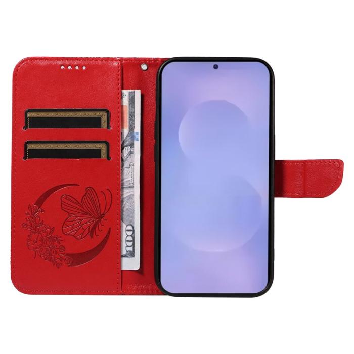 OEM - Samsung Galaxy S26 / S26 Pro Skal Fjärilsmönster Konstläder - Röd