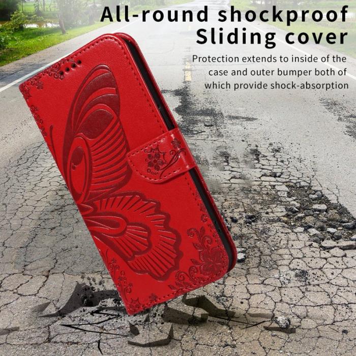 OEM - Samsung Galaxy S26 / S26 Pro Skal Fjärilsmönster Konstläder - Röd