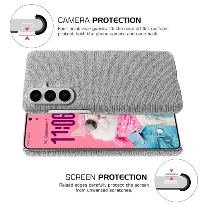 OEM - Samsung Galaxy S26/S26 Pro Skal Klädd Textur Anti-Scratch Plast - Ljusgrå