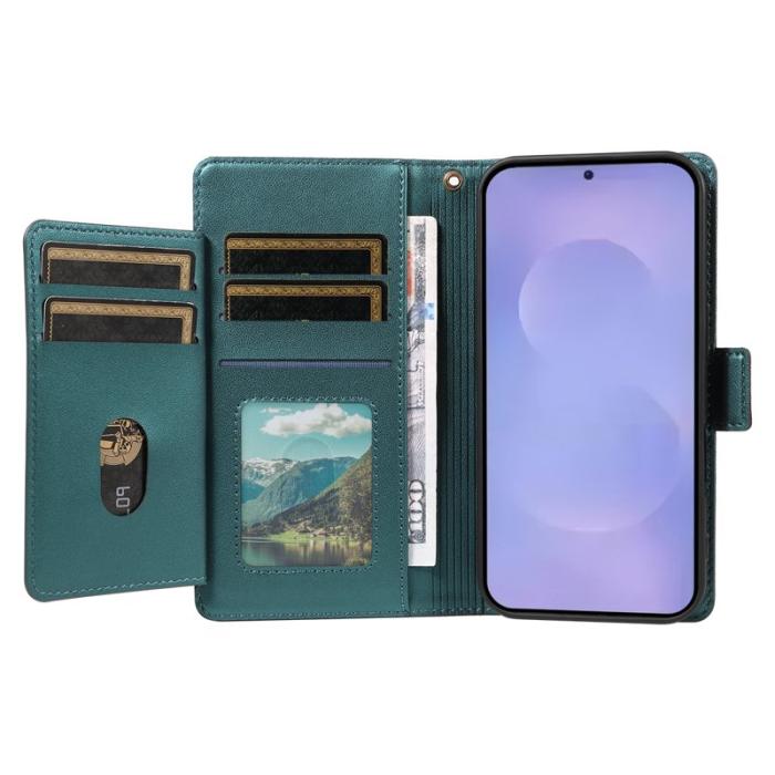 OEM - Samsung Galaxy S26 / S26 Pro Skal Konstläder Med Kortfack - Grön