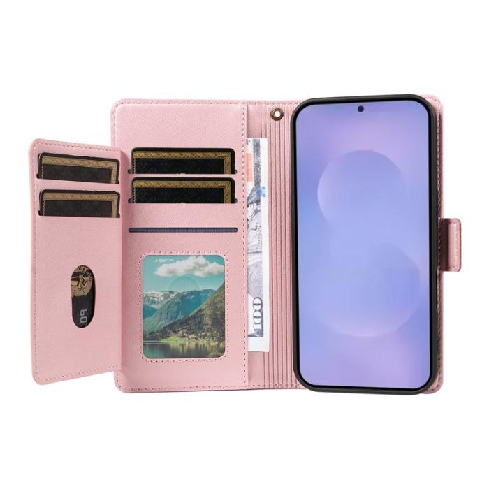 OEM - Samsung Galaxy S26 / S26 Pro Skal Konstläder Med Kortfack - Roséguld