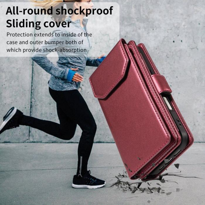 OEM - Samsung Galaxy S26 / S26 Pro Skal Konstläder Multi-Kortfack - Röd