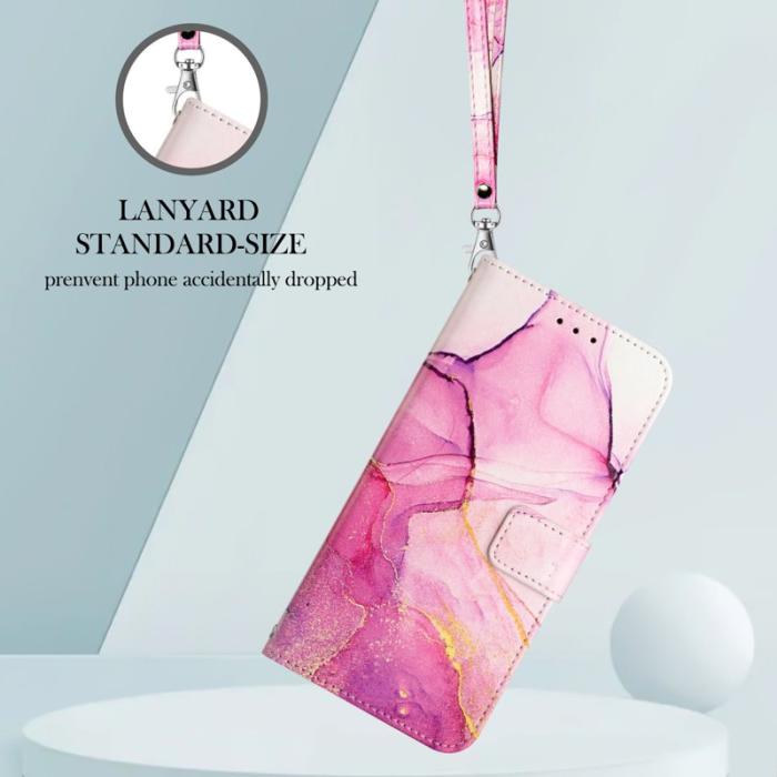 OEM - Samsung Galaxy S26 / S26 Pro Skal Marmor Mönster Äkta Läder - Rosa