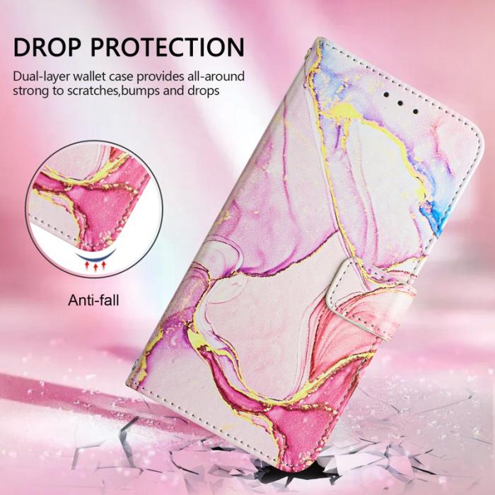 OEM - Samsung Galaxy S26 / S26 Pro Skal Marmor Mönster Äkta Läder - Roséguld