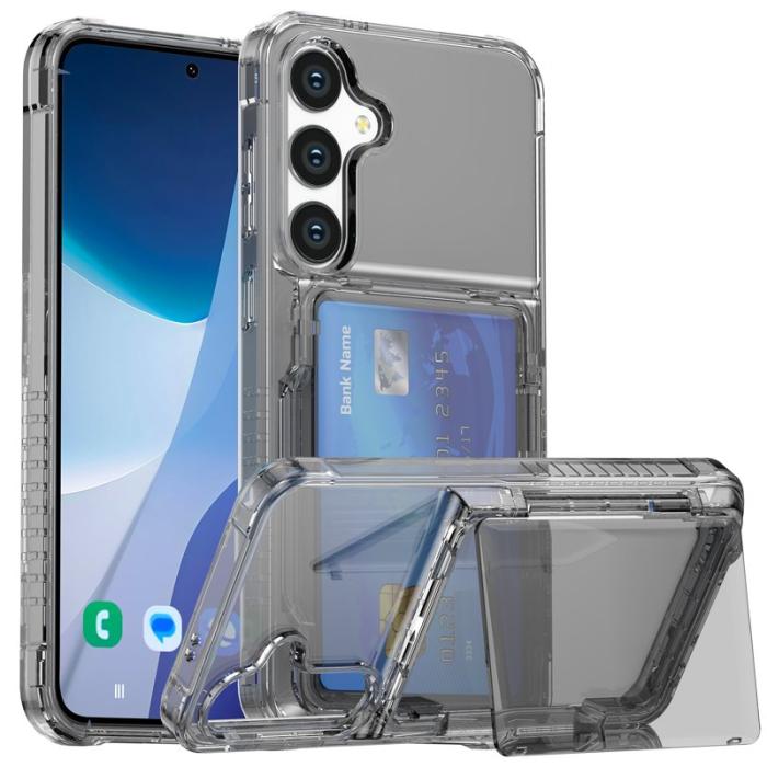 OEM - Samsung Galaxy S26 / S26 Pro Skal Plast Med Kortfack Ställ - Transparent Svart