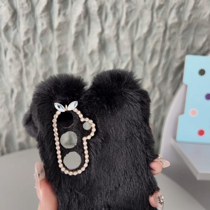 OEM - Samsung Galaxy S26 / S26 Pro Skal Plush Söt Kanin Vinter TPU - Svart