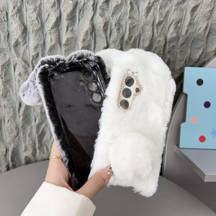 OEM - Samsung Galaxy S26 / S26 Pro Skal Plush Söt Kanin Vinter TPU - Svart