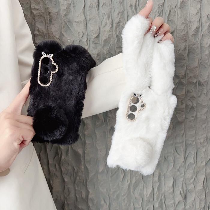 OEM - Samsung Galaxy S26 / S26 Pro Skal Plush Söt Kanin Vinter TPU - Svart