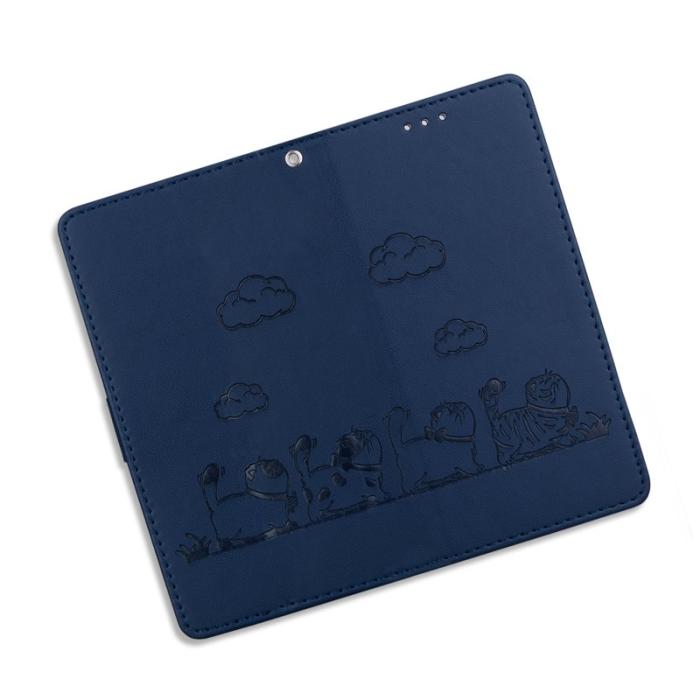 OEM - Samsung Galaxy S26 / S26 Pro Skal RFID Skydd Kattmönster TPU + Konstläder - Blå