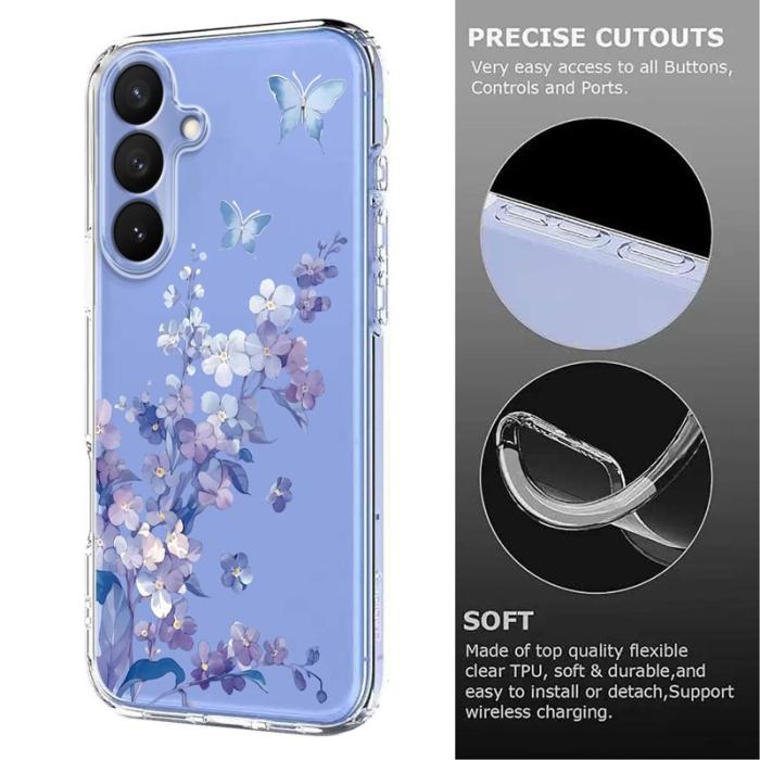 YIKATU - Samsung Galaxy S26/S26 Pro Skal TPU Blommönster - Violett