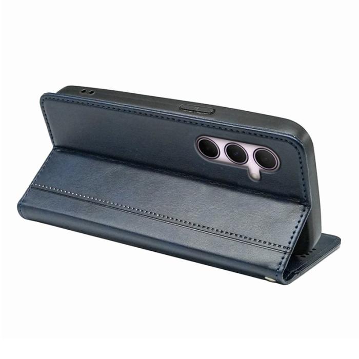 OEM - Samsung Galaxy S26 Skal Äkta Läder Med Magnetisk Stängning - Blå