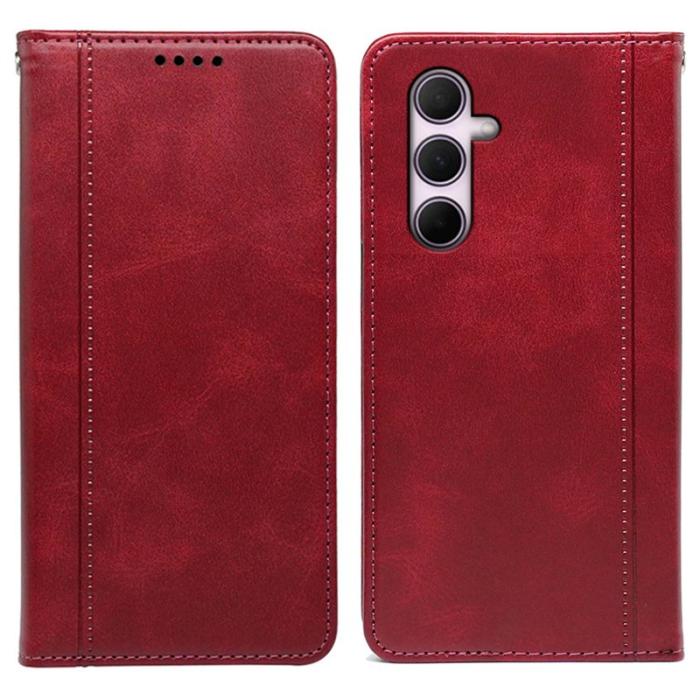 OEM - Samsung Galaxy S26 Skal Äkta Läder Med Magnetisk Stängning - Röd