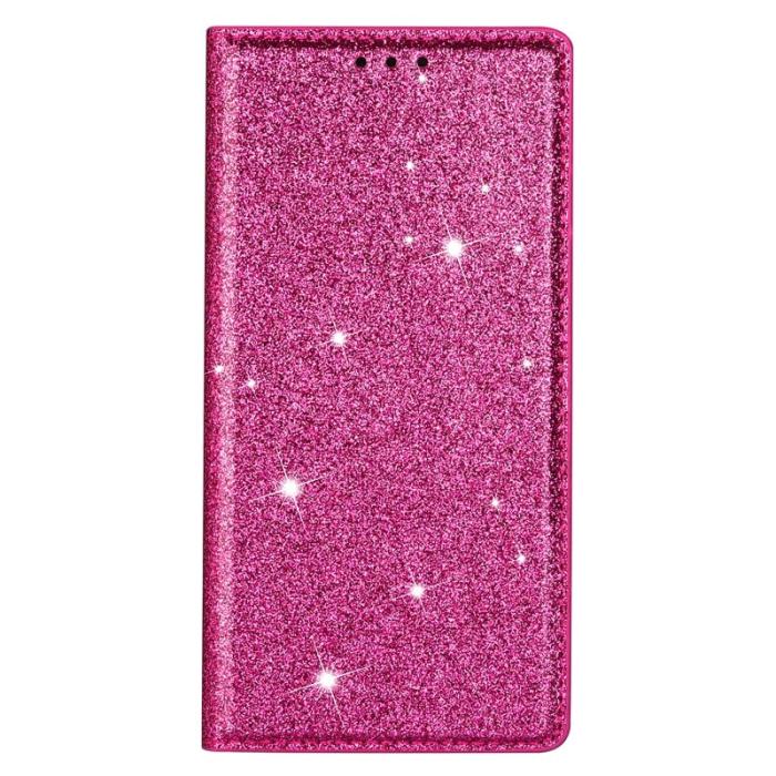 OEM - SAMSUNG Galaxy S26 Skal Glittrande PU Läder + TPU Kortfack - Rosa