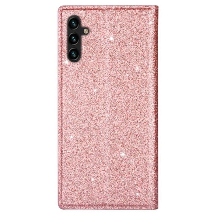 OEM - SAMSUNG Galaxy S26 Skal Glittrig PU Läder + TPU Kortfack - Roséguld