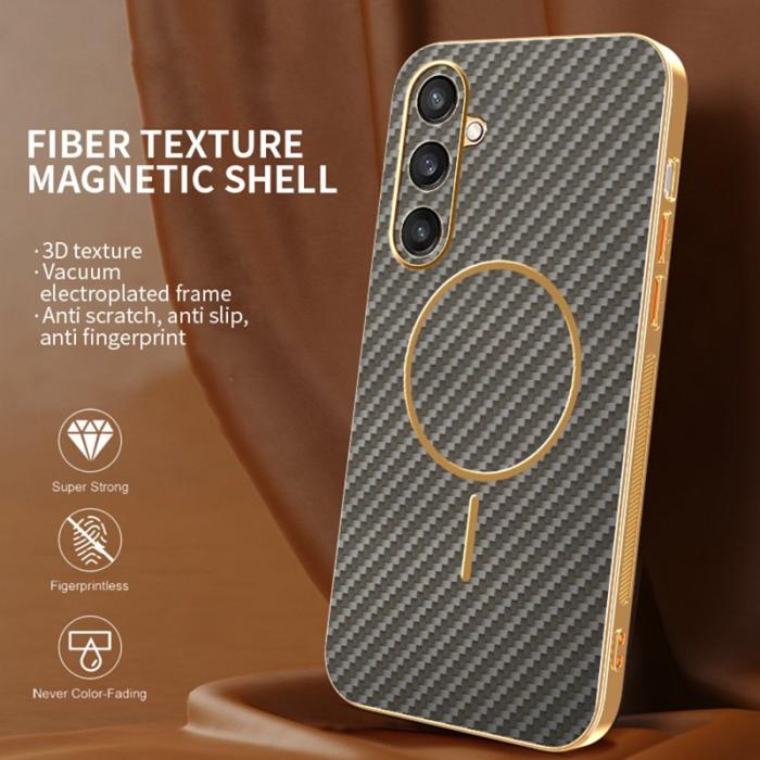 OEM - Samsung Galaxy S26 Skal Kolfiber Texturerad TPU - Kaffe