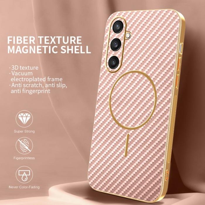 OEM - Samsung Galaxy S26 Skal Kolfiber Texturerad TPU - Rosa