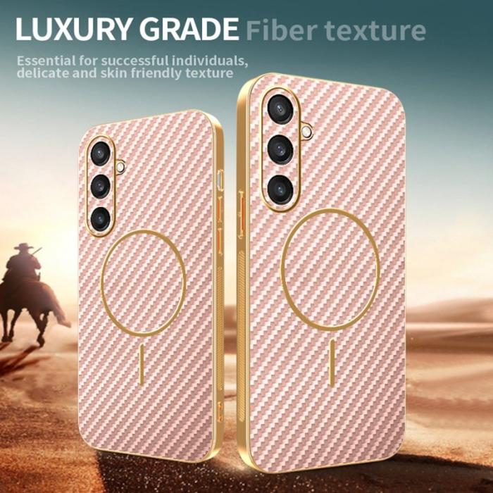 OEM - Samsung Galaxy S26 Skal Kolfiber Texturerad TPU - Rosa
