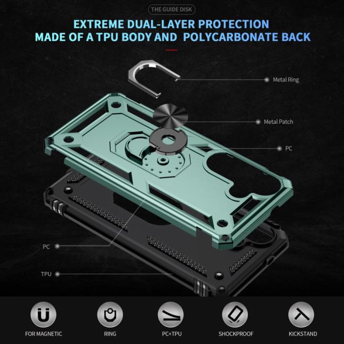 OEM - Samsung Galaxy S26 Skal Plast med Ställning - Svartgrön