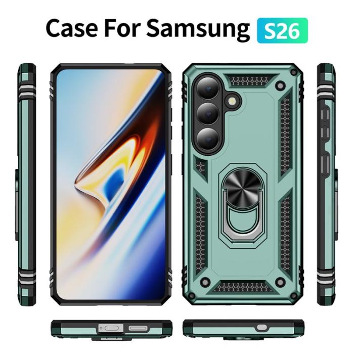 OEM - Samsung Galaxy S26 Skal Plast med Ställning - Svartgrön