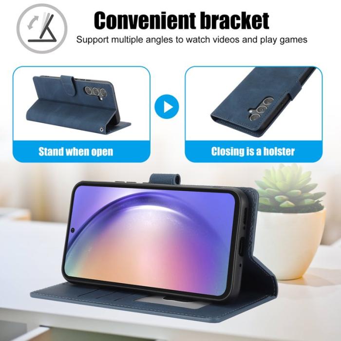 OEM - Samsung Galaxy S26+ Skal PU Läder Fodral med Ställ - Blå