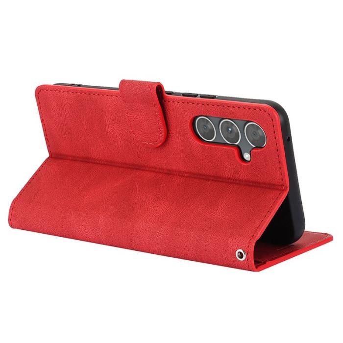 OEM - Samsung Galaxy S26+ Skal PU Läder Fodral Med Ställ - Röd