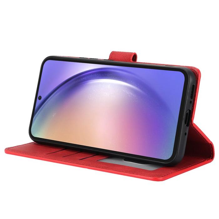 OEM - Samsung Galaxy S26+ Skal PU Läder Fodral Med Ställ - Röd