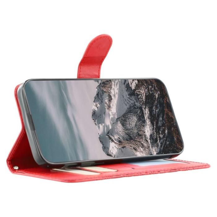 OEM - Samsung Galaxy S26 Skal PU Läder Mandala Tryck - Röd